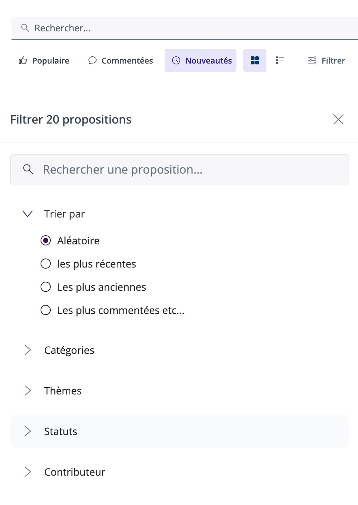 Filtres et tri optimisés